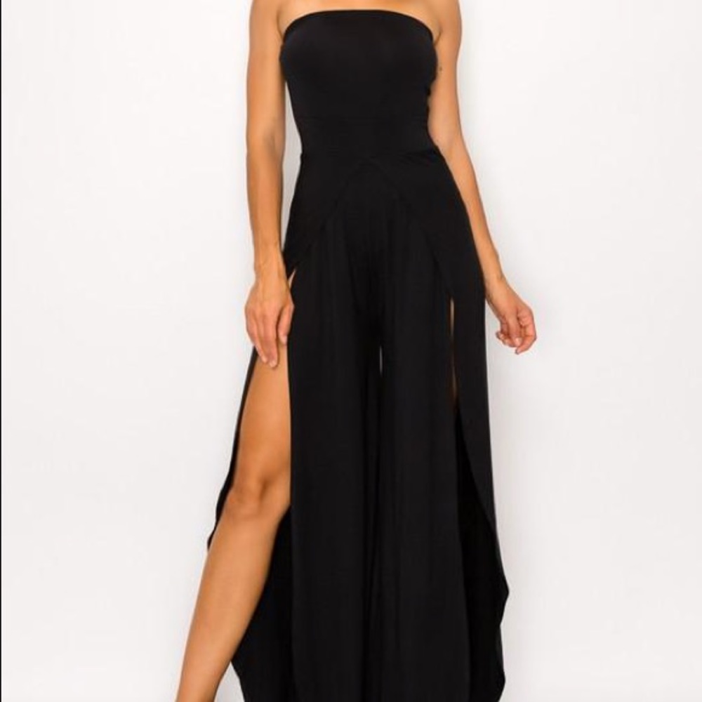 Black Strapless Jumpsuit